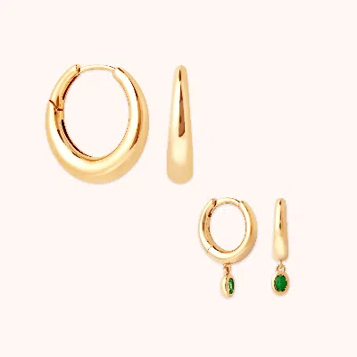 Astrid &amp; Miyu Green Topaz Stacking Set In Gold