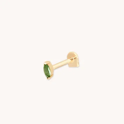 Astrid &amp; Miyu Green Tourmaline Marquise Piercing Stud In Solid Gold | Mother's Day Gift | Jewelr