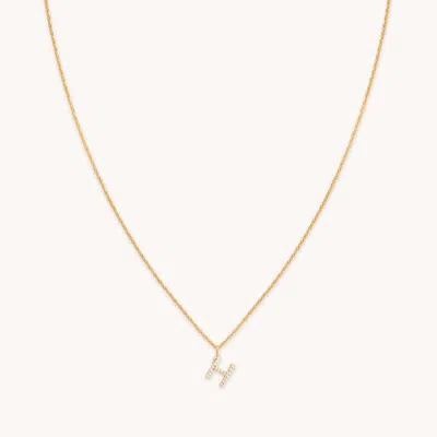 Astrid &amp; Miyu H Letter Initial Pave Pendant Necklace 39 In Gold