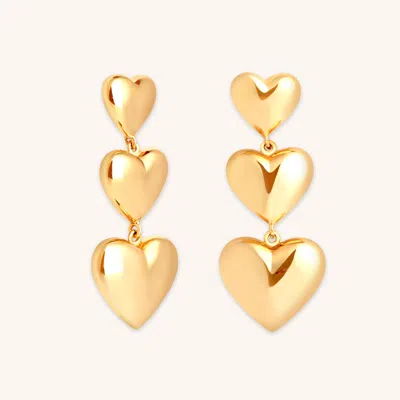 Astrid &amp; Miyu Heart Drop Stud Earrings In Gold