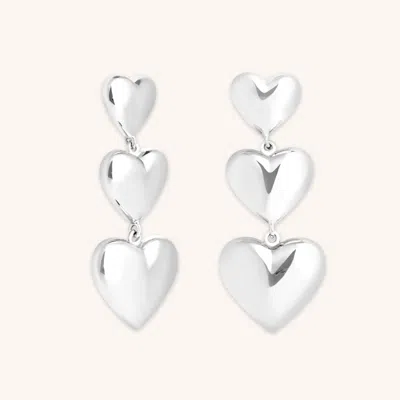 Astrid &amp; Miyu Heart Drop Stud Earrings In Metallic
