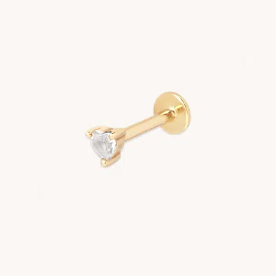 Astrid &amp; Miyu Heart Gem Piercing Stud In Solid Gold