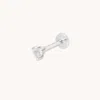 Astrid &amp; Miyu Heart Gem Piercing Stud In Solid White Gold | Jewellery By  In Silver