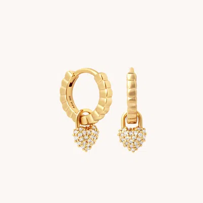 Astrid &amp; Miyu Heart Pavé Charm Huggie Hoop Earrings In Gold | Jewellery By