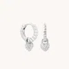 Astrid &amp; Miyu Heart Pavé Charm Huggies In Silver