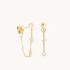 Astrid &amp; Miyu Heart Topaz Chain Stud Earrings