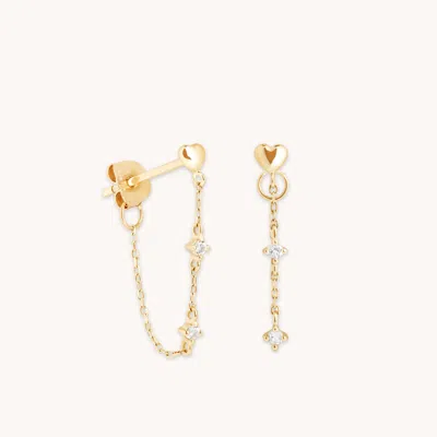 Astrid &amp; Miyu Heart Topaz Chain Stud Earrings