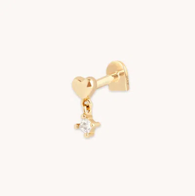 Astrid &amp; Miyu Heart Topaz Charm Piercing Stud In Gold