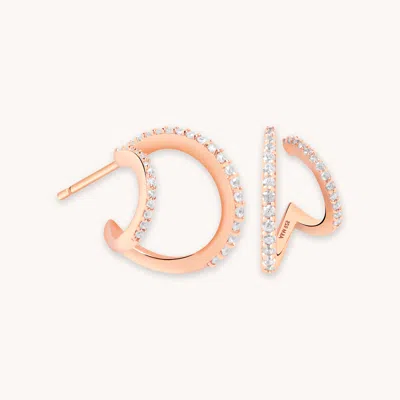 Astrid &amp; Miyu Illusion Crystal Hoops In Rose Gold