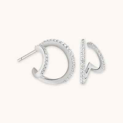 Astrid &amp; Miyu Illusion Crystal Hoops In Silver In Metallic