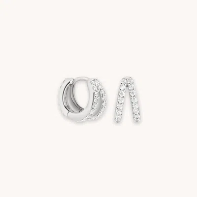 Astrid &amp; Miyu Illusion Crystal Huggies Hoop Earrings In Silver In Metallic