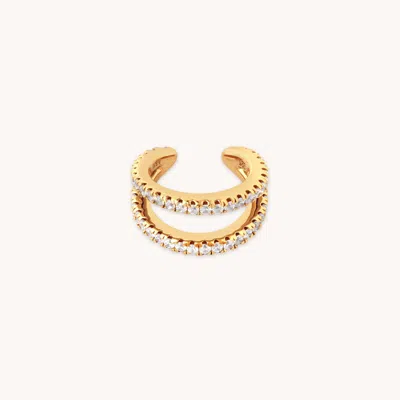 Astrid &amp; Miyu Illusion Double Crystal Ear Cuff In Gold