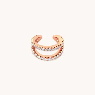 Astrid &amp; Miyu Illusion Double Crystal Ear Cuff In Rose Gold