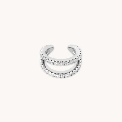 Astrid &amp; Miyu Illusion Double Crystal Ear Cuff In Silver In Metallic