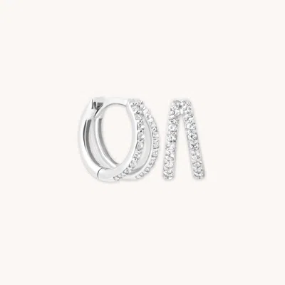 Astrid &amp; Miyu Illusion Topaz Huggies In Solid White Gold In Metallic