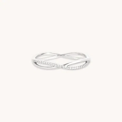 Astrid &amp; Miyu Infinite Topaz Pavé Ring In Solid White Gold In Metallic