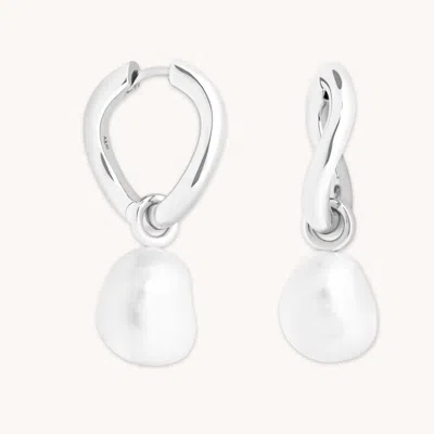 Astrid &amp; Miyu Infinity Pearl Charm Hoops In Metallic