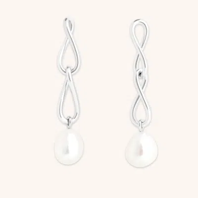 Astrid &amp; Miyu Infinity Pearl Statement Studs In Metallic