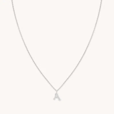 Astrid &amp; Miyu Initial Pave Pendant Necklace A In Silver In Metallic