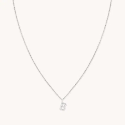 Astrid &amp; Miyu Initial Pave Pendant Necklace B In Silver In Metallic