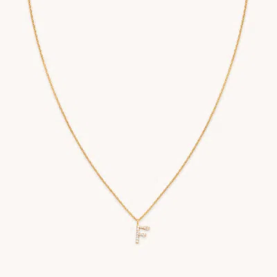 Astrid &amp; Miyu Initial Pave Pendant Necklace F In Gold