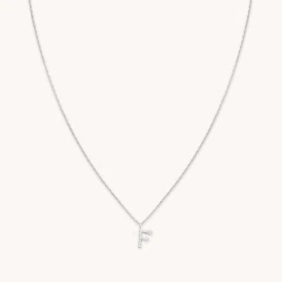 Astrid &amp; Miyu Initial Pave Pendant Necklace F In Silver In Metallic