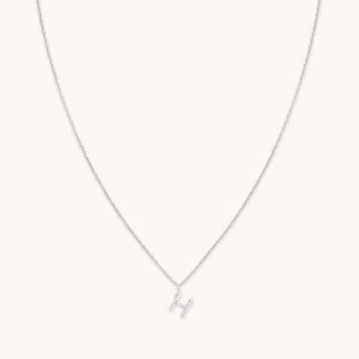 Astrid &amp; Miyu Initial Pave Pendant Necklace H In Silver In Gold