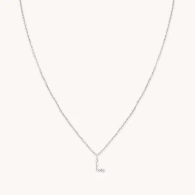 Astrid &amp; Miyu Initial Pave Pendant Necklace L In Silver In Metallic