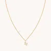 Astrid &amp; Miyu Initial Pave Pendant Necklace M In Gold