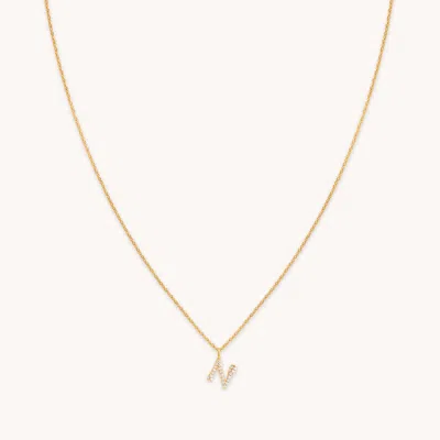 Astrid &amp; Miyu Initial Pave Pendant Necklace N In Gold