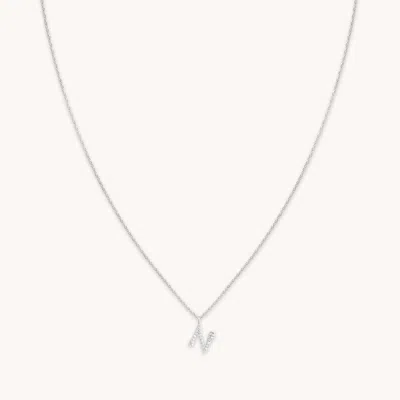 Astrid &amp; Miyu Initial Pave Pendant Necklace N In Silver In Metallic