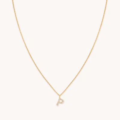 Astrid &amp; Miyu Initial Pave Pendant Necklace P In Gold