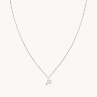 Astrid &amp; Miyu Initial Pave Pendant Necklace P In Silver In Metallic