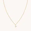 Astrid &amp; Miyu Initial Pave Pendant Necklace V In Gold