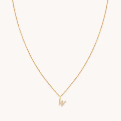 Astrid &amp; Miyu Initial Pave Pendant Necklace W In Gold