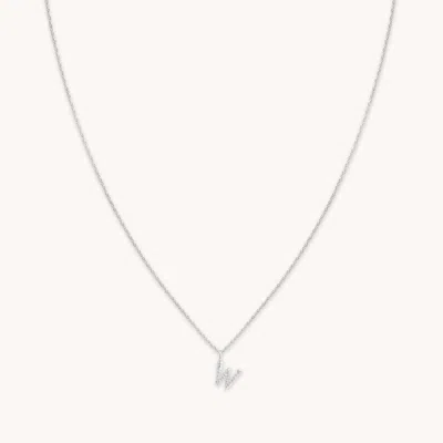 Astrid &amp; Miyu Initial Pave Pendant Necklace W In Silver In White