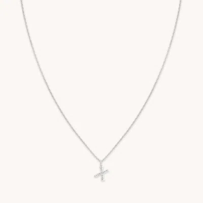 Astrid &amp; Miyu Initial Pave Pendant Necklace X In Silver In White