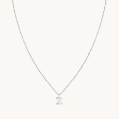 Astrid &amp; Miyu Initial Pave Pendant Necklace Z In Silver In Metallic