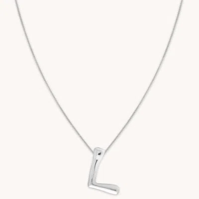 Astrid &amp; Miyu Initial Pendant Necklace L In Silver In White
