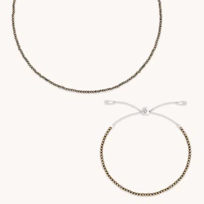Astrid &amp; Miyu Ironstone Gemstone Gift Set In 9k White Gold In Black
