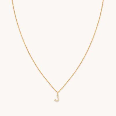 Astrid &amp; Miyu J Letter Initial Pave Pendant Necklace 39 In Gold
