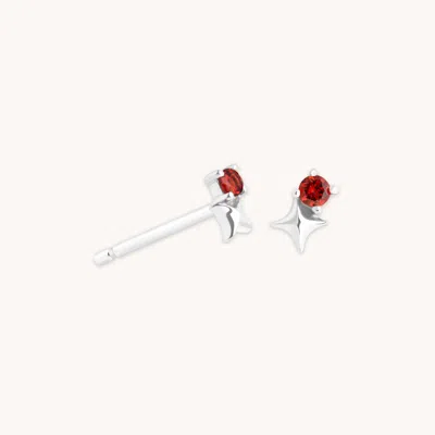 Astrid &amp; Miyu January Birthstone Earrings In Solid White Gold In Metallic