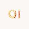 Astrid &amp; Miyu January Birthstone Huggies In Gold With Garnet Cz