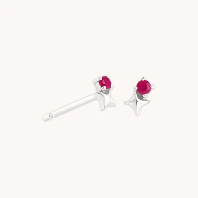 Astrid &amp; Miyu July Birthstone Earrings In Solid White Gold In Metallic