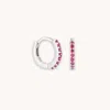 Astrid &amp; Miyu July Birthstone Huggies In Silver With Ruby Cz