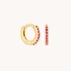 Astrid &amp; Miyu July Ruby Cz Birthstone Huggie Hoop Earrings In Gold | Jewellery By
