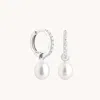 Astrid &amp; Miyu Lab Diamond &amp; Pearl Charm Huggies