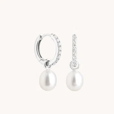 Astrid &amp; Miyu Lab Diamond &amp; Pearl Charm Huggies