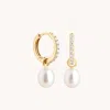 Astrid &amp; Miyu Lab Diamond &amp; Pearl Charm Huggies