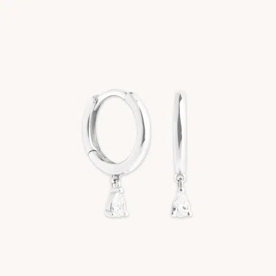 Astrid &amp; Miyu Lab Diamond Pear Charm Huggies In Metallic